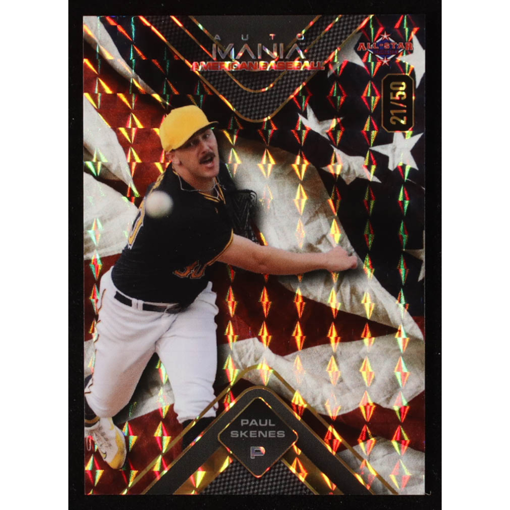 Paul Skenes 2024 Wild Card Auto Mania Triangle American Baseball Flag Pattern Mosaic #AMAT-PS2 RC #21/50 at PristineAuction.com