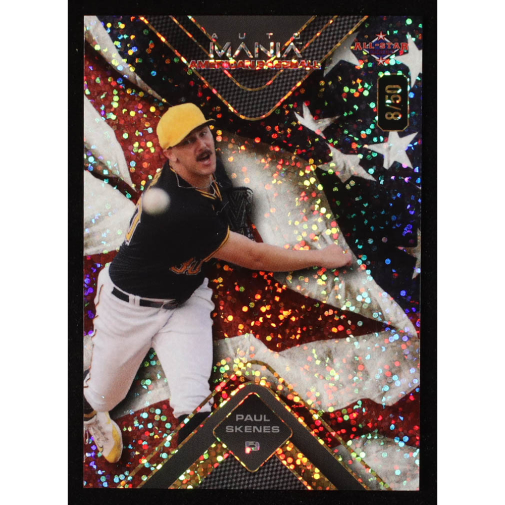 Paul Skenes 2024 Wild Card Auto Mania Triangle American Baseball Flag Pattern Sparkle #AMAT-PS2 RC #8/50 at PristineAuction.com