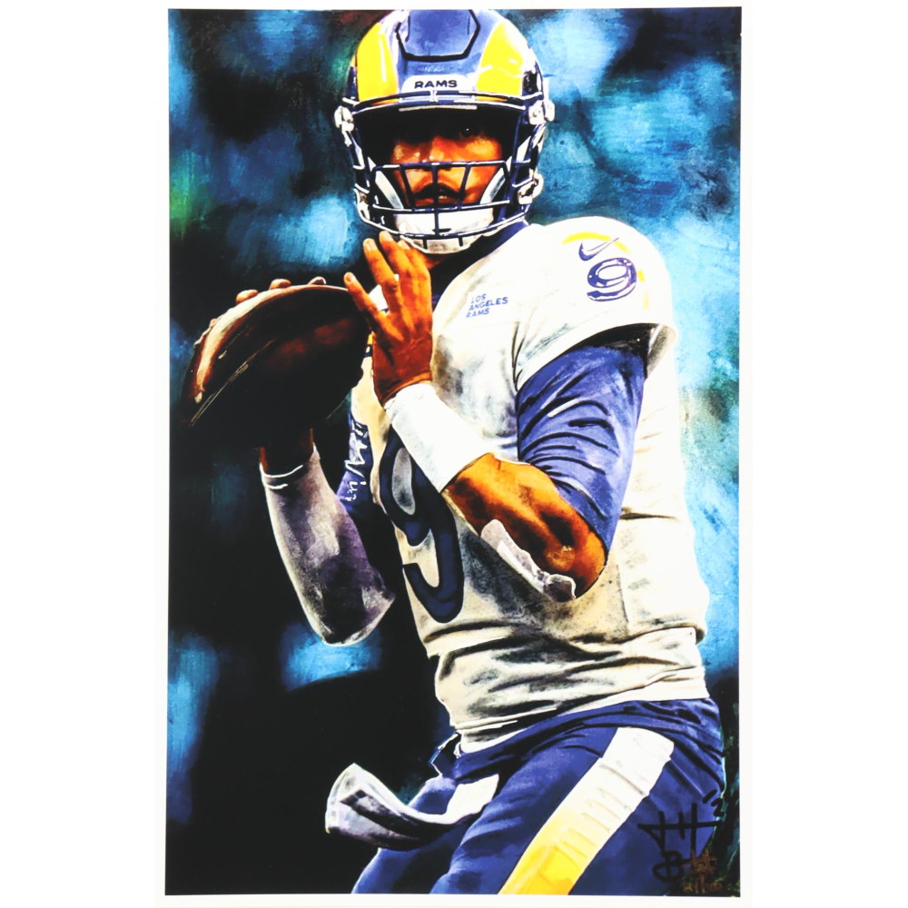 "Matthew Stafford" Rams LE 12x18 Lithograph by Joshua Barton #/500 (PA) at PristineAuction.com
