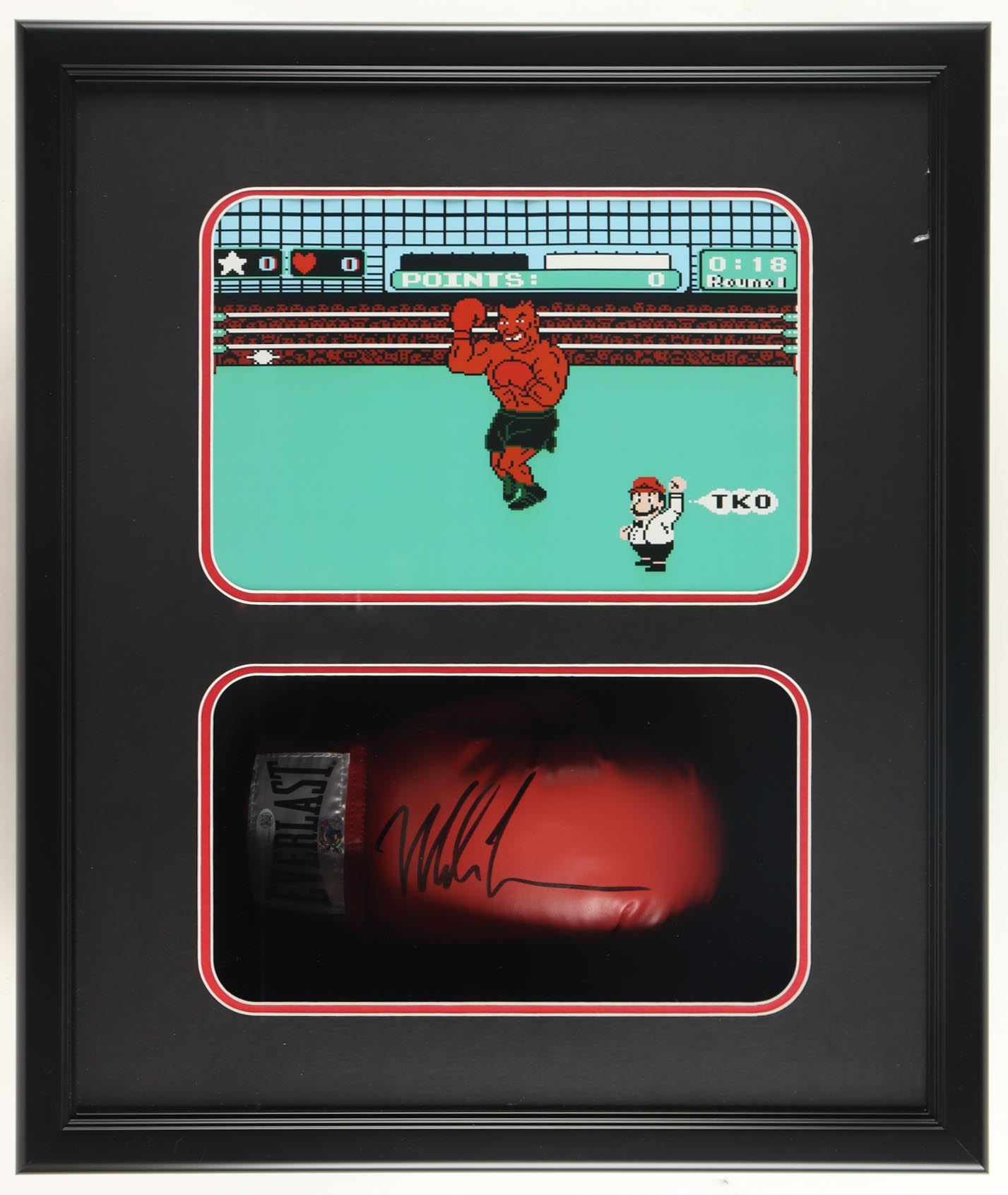 Mike Tyson Signed "Punch Out!!!" Custom Framed Shadowbox Everlast Boxing Glove Display (JSA & Tyson) at PristineAuction.com Mike Tyson Signed "Punch Out!!!" Custom Framed Shadowbox Everlast Boxing Glove Display (JSA & Tyson) at PristineAuction.com