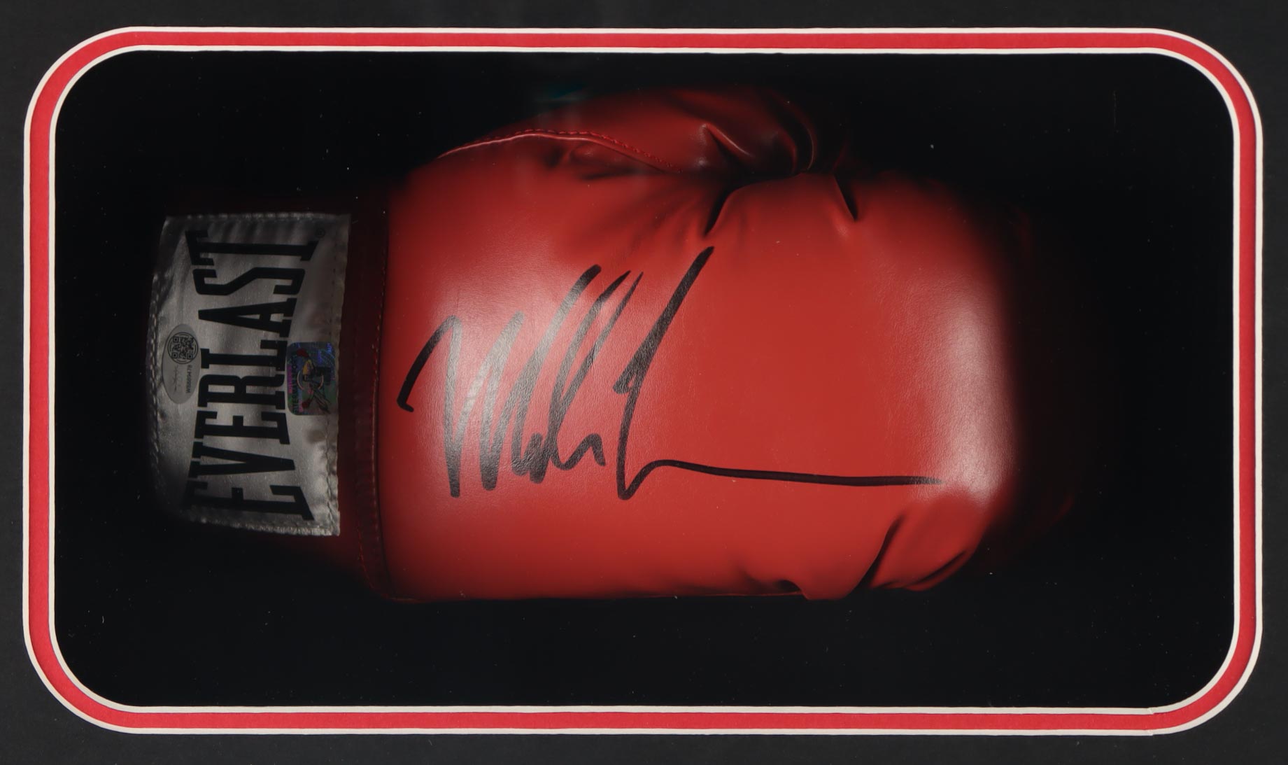 Mike Tyson Signed "Punch Out!!!" Custom Framed Shadowbox Everlast Boxing Glove Display (JSA & Tyson) at PristineAuction.com Mike Tyson Signed "Punch Out!!!" Custom Framed Shadowbox Everlast Boxing Glove Display (JSA & Tyson) at PristineAuction.com