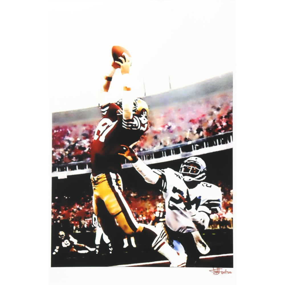 "Dwight Clark" 49ers "The Catch" LE 12x18 Lithograph by Joshua Barton #/500 (PA) at PristineAuction.com