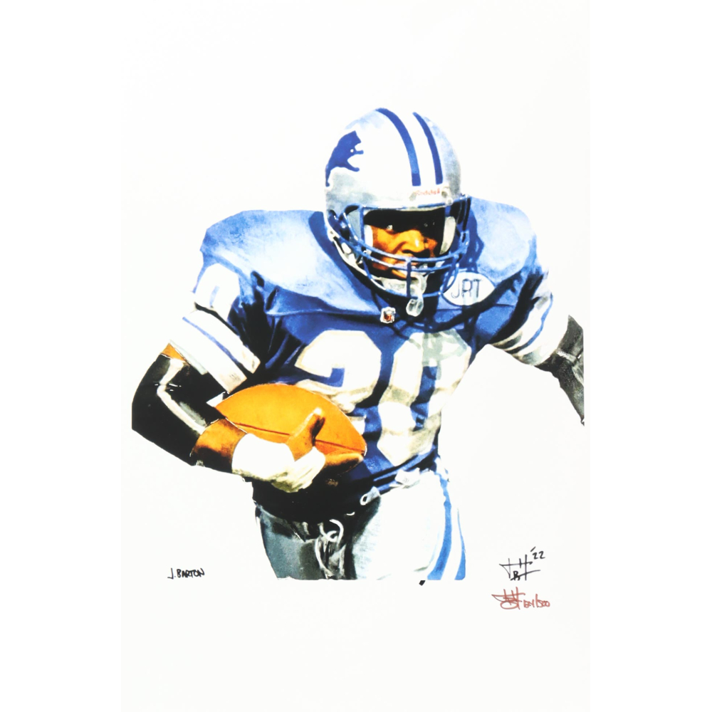 "Barry Sanders" Lions LE 12x18 Lithograph by Joshua Barton #/500 (PA) at PristineAuction.com