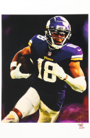 "Justin Jefferson" Vikings LE 12x18 Lithograph by Joshua Barton #/500 (PA) at PristineAuction.com