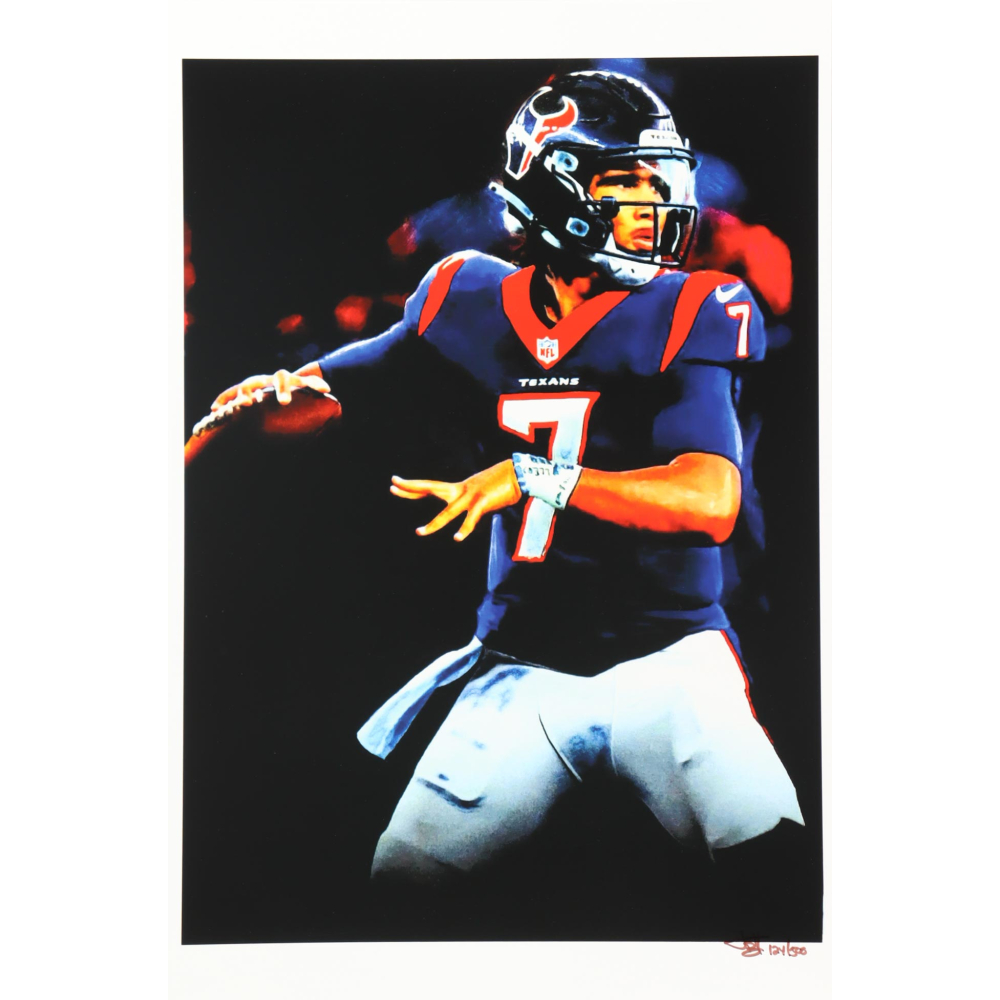 "C. J. Stroud" Texans LE 12x18 Lithograph by Joshua Barton #/500 (PA) at PristineAuction.com