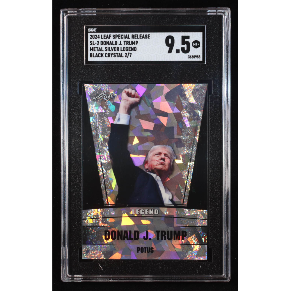Donald J. Trump 2024 Leaf Metal Special Release Legend Silver Crystal Black #SL2 #2/7 (SGC 9.5) at PristineAuction.com