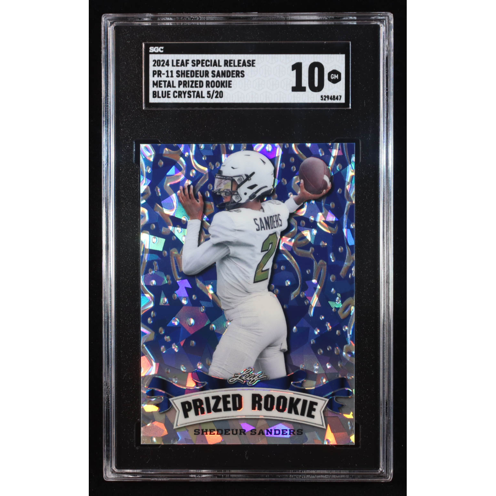 Shedeur Sanders 2024 Leaf Metal Special Release Prized Rookie Crystal Blue #PR11 RC #5/20 (SGC 10) at PristineAuction.com
