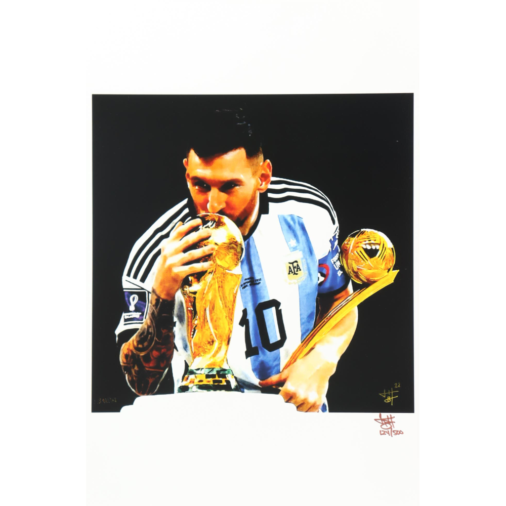 "Lionel Messi" Argentina LE 12x18 Lithograph by Joshua Barton #/500 (PA) at PristineAuction.com