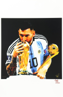 "Lionel Messi" Argentina LE 12x18 Lithograph by Joshua Barton #/500 (PA) at PristineAuction.com