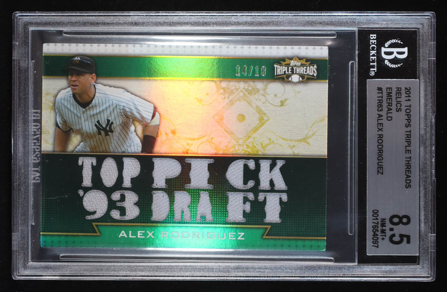 Alex Rodriguez 2011 Topps Triple Threads Relics Emerald #TTR63 #14/18 (BGS 8.5) at PristineAuction.com Alex Rodriguez 2011 Topps Triple Threads Relics Emerald #TTR63 #14/18 (BGS 8.5) at PristineAuction.com