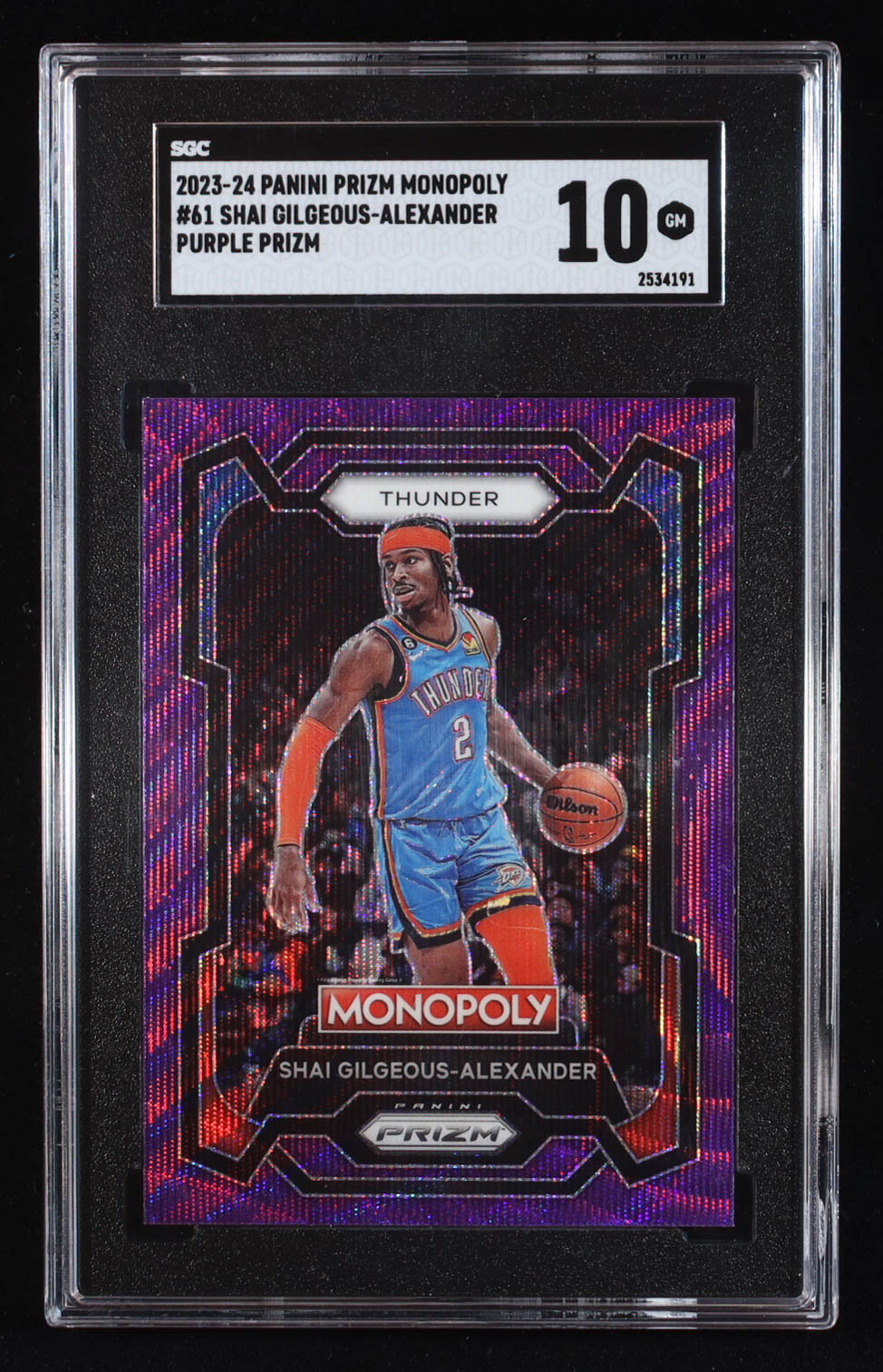 Shai Gilgeous-Alexander 2023-24 Panini Prizm Monopoly Purple #61 (SGC 10) at PristineAuction.com Shai Gilgeous-Alexander 2023-24 Panini Prizm Monopoly Purple #61 (SGC 10) at PristineAuction.com