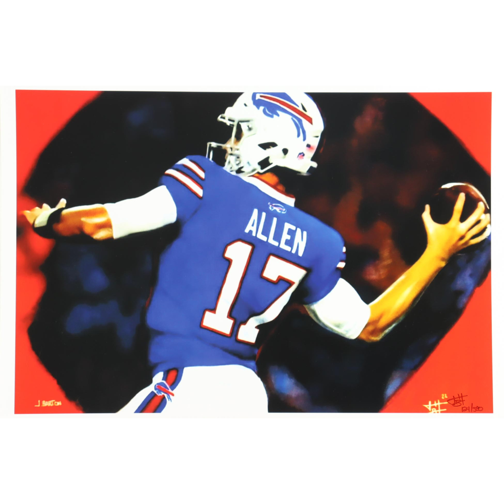 "Josh Allen" Bills LE 12x18 Lithograph by Joshua Barton #/500 (PA) at PristineAuction.com