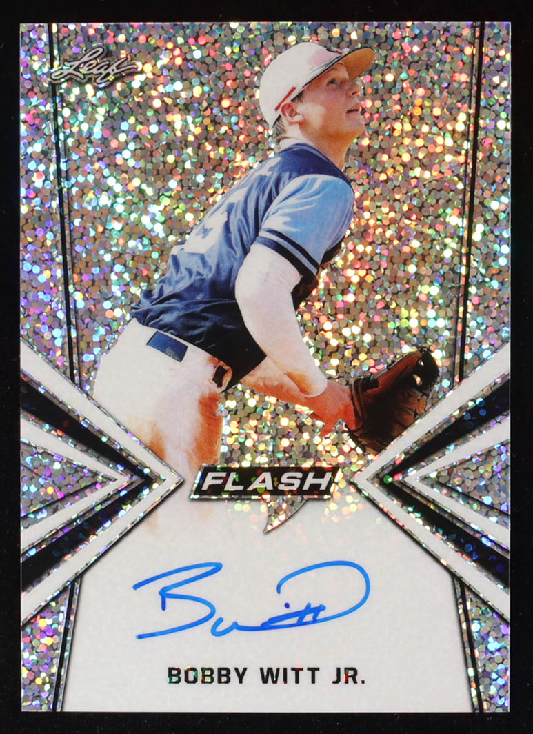 Bobby Witt Jr. 2019 Leaf Flash Silver Sparkle #BABWJ RC at PristineAuction.com Bobby Witt Jr. 2019 Leaf Flash Silver Sparkle #BABWJ RC at PristineAuction.com