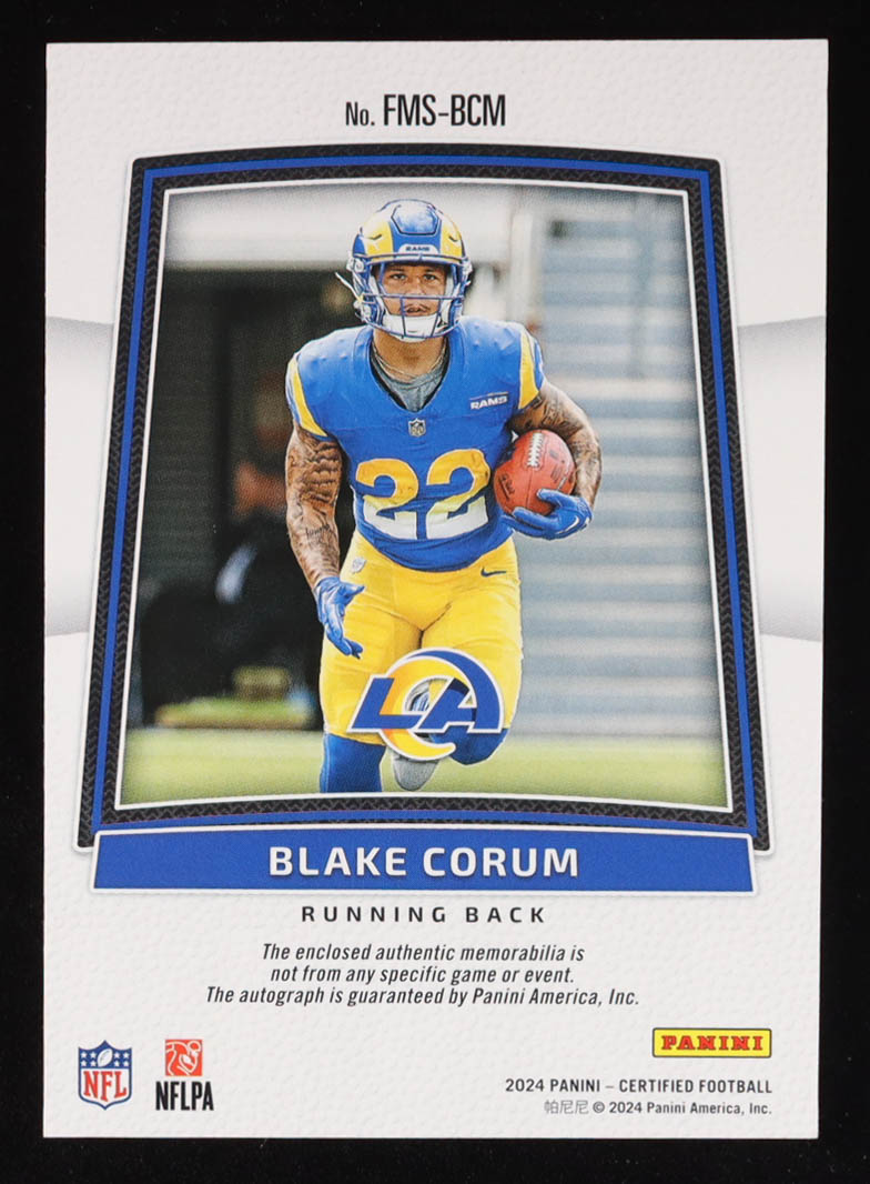 Blake Corum 2024 Certified Freshman Fabric Mirror Signatures Blue #11 #15/99 RC at PristineAuction.com Blake Corum 2024 Certified Freshman Fabric Mirror Signatures Blue #11 #15/99 RC at PristineAuction.com