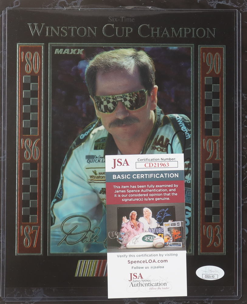 Dale Earnhardt Signed NASCAR Custom Photo Plaque Display (JSA) at PristineAuction.com Dale Earnhardt Signed NASCAR Custom Photo Plaque Display (JSA) at PristineAuction.com