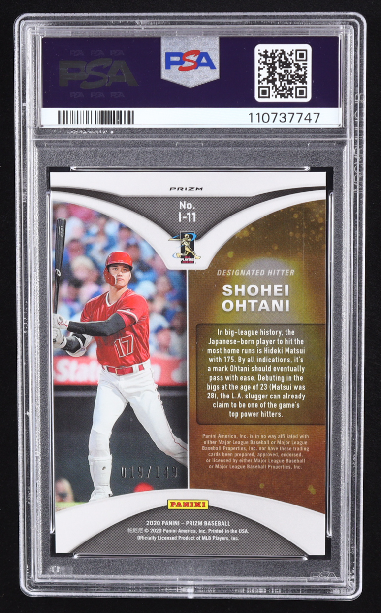 Shohei Ohtani 2020 Panini Prizm Illumination Prizms Red Mojo Prizm #11 #019/149 (PSA 10) at PristineAuction.com Shohei Ohtani 2020 Panini Prizm Illumination Prizms Red Mojo Prizm #11 #019/149 (PSA 10) at PristineAuction.com