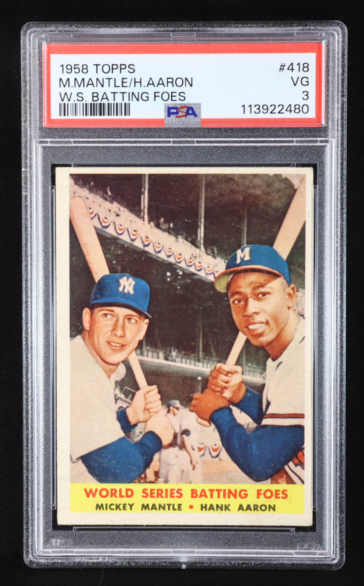 Mickey Mantle & Hank Aaron 8x10 Photo – 1958 Topps Card Reproduction (Yankees/Braves)
