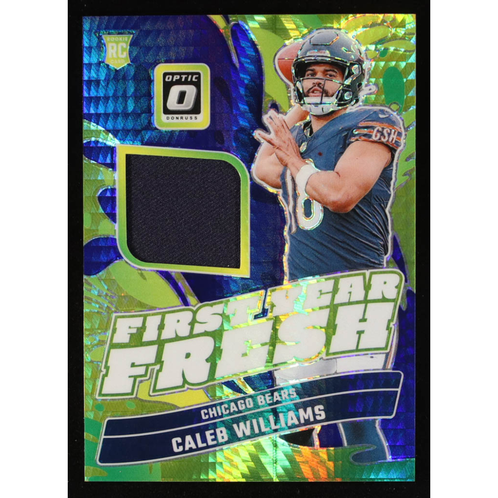 Caleb Williams 2024 Donruss Optic First Year Fresh Jerseys Blue Hyper #1 RC at PristineAuction.com