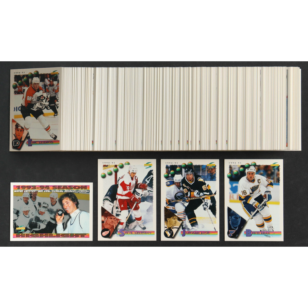 1994-95 Score Hockey Series 1 Set of (504) Cards with Wayne Gretzky #241, Steve Yzerman #150, Jaromir Jagr #135, Brett Hull #100 at PristineAuction.com