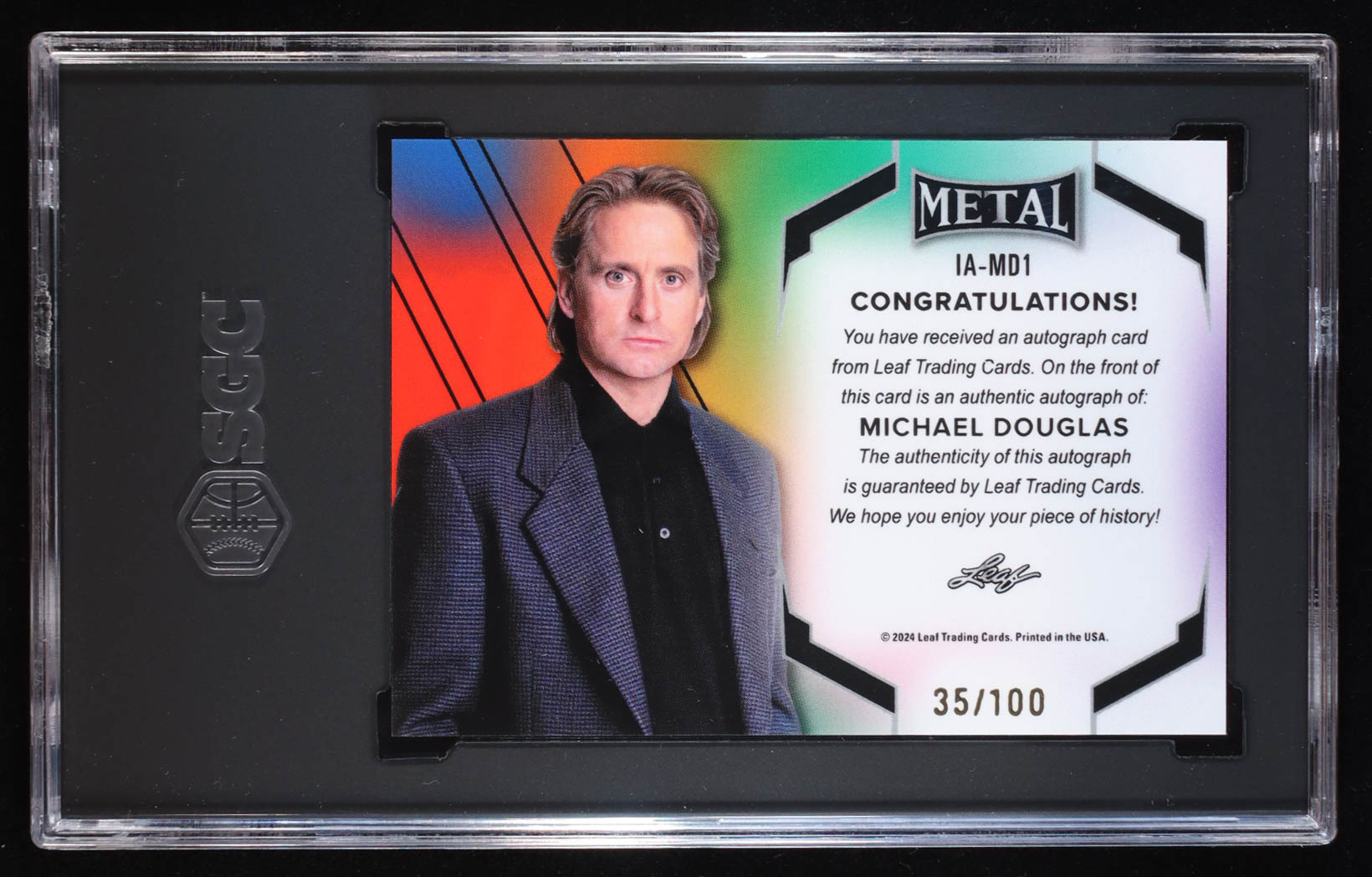 Michael Douglas 2024 Leaf Metal The Immortals Autograph Silver #IA-MD1 #035/100 (SGC 8.5 | Auto Grade 10) at PristineAuction.com Michael Douglas 2024 Leaf Metal The Immortals Autograph Silver #IA-MD1 #035/100 (SGC 8.5 | Auto Grade 10) at PristineAuction.com
