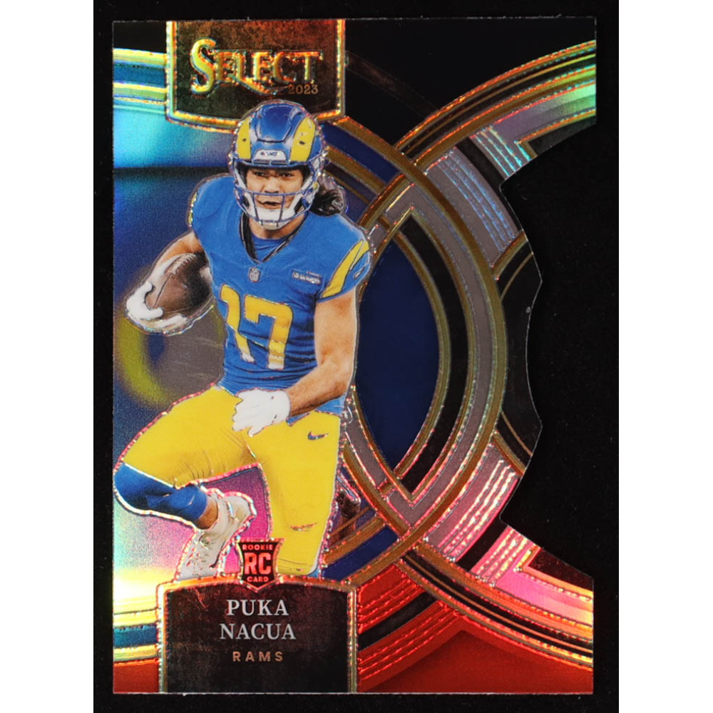 Puka Nacua 2023 Select Prizm Black and Red Die Cut #199 RC at PristineAuction.com