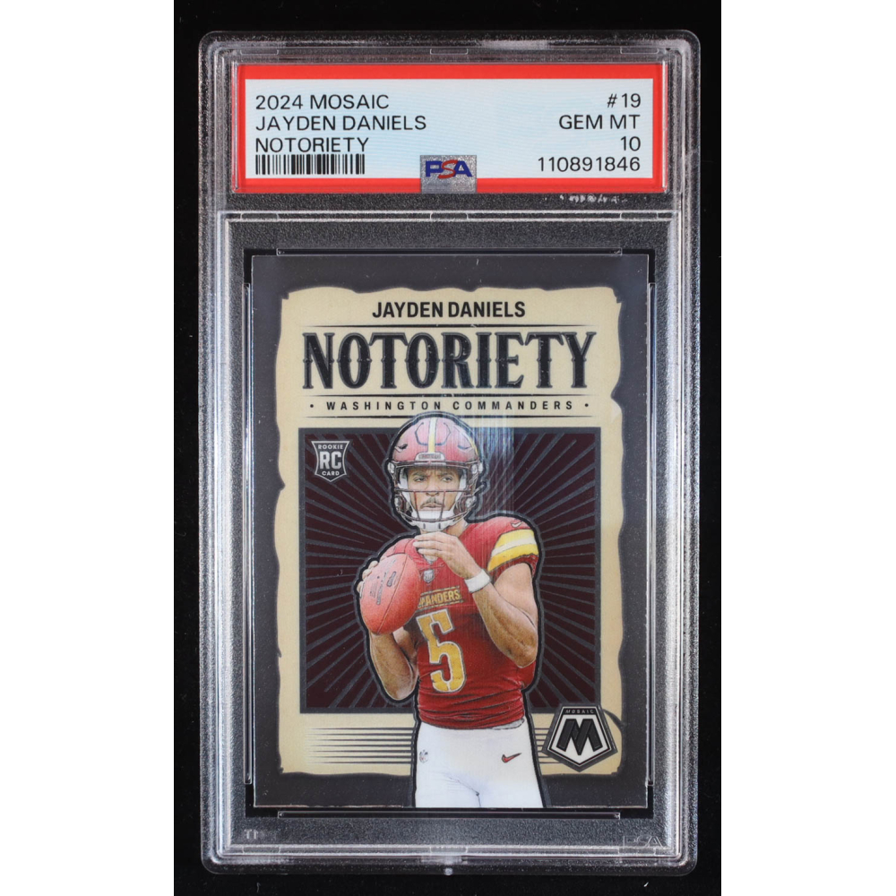 Jayden Daniels 2024 Panini Mosaic Notoriety #19 RC (PSA 10) at PristineAuction.com