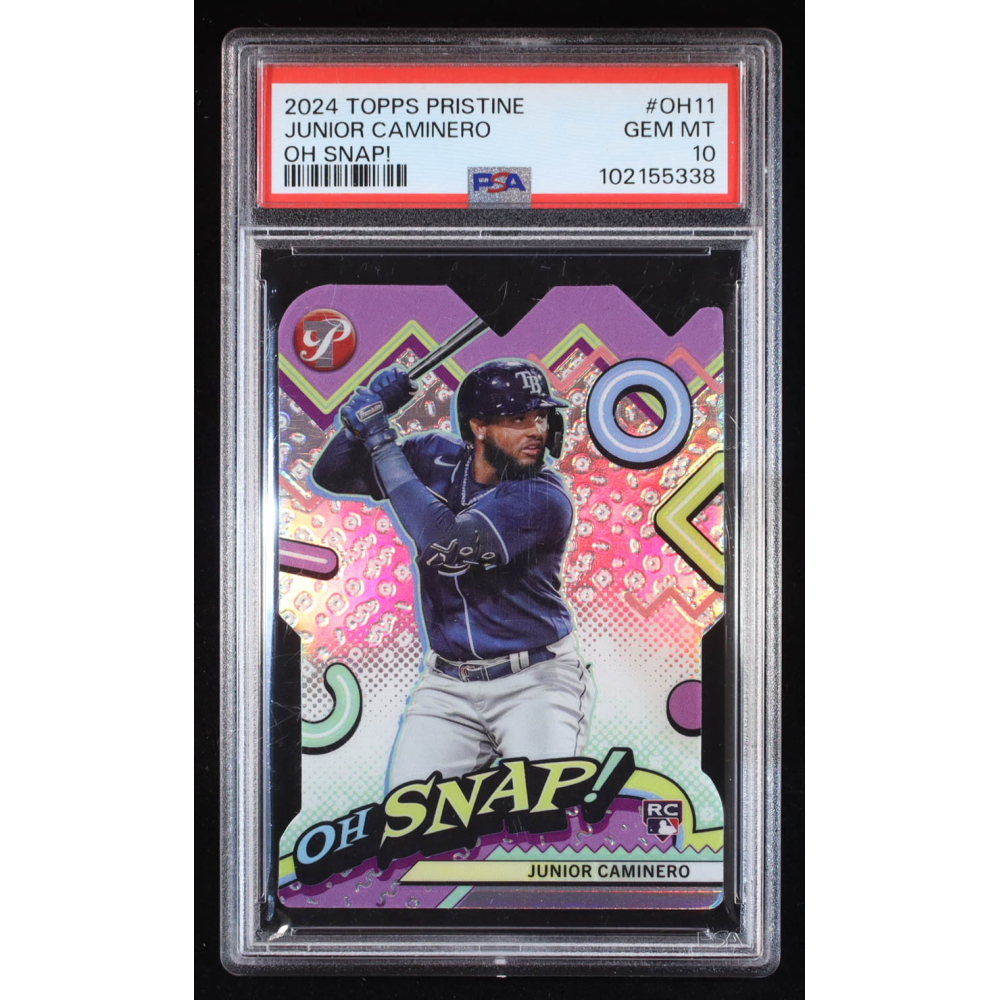 Junior Caminero 2024 Topps Pristine Oh Snap #OH11 RC (PSA 10) at PristineAuction.com