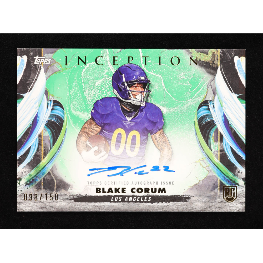 Blake Corum 2024 Topps Inception Rookie Variation Autographs Green #RAVBC #098/150 RC at PristineAuction.com