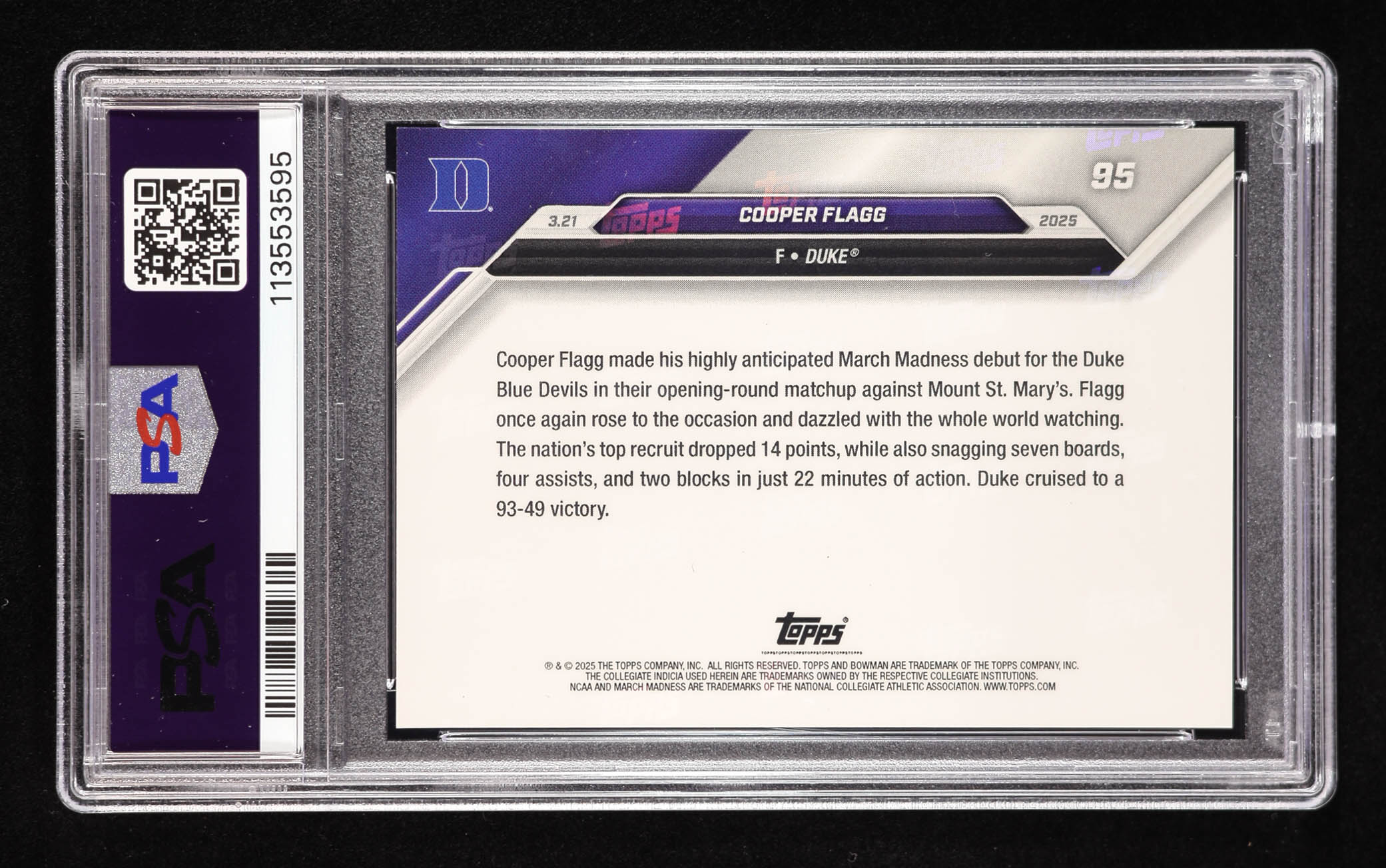 Cooper Flagg 2024-25 Bowman University Now Orange #95 RC #4/5 (PSA 9) at PristineAuction.com Cooper Flagg 2024-25 Bowman University Now Orange #95 RC #4/5 (PSA 9) at PristineAuction.com