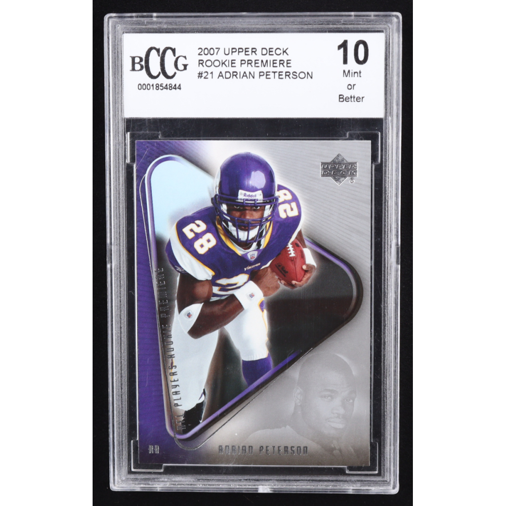 Adrian Peterson 2007 Upper Deck Rookie Premiere #21 RC (BCCG 10) at PristineAuction.com