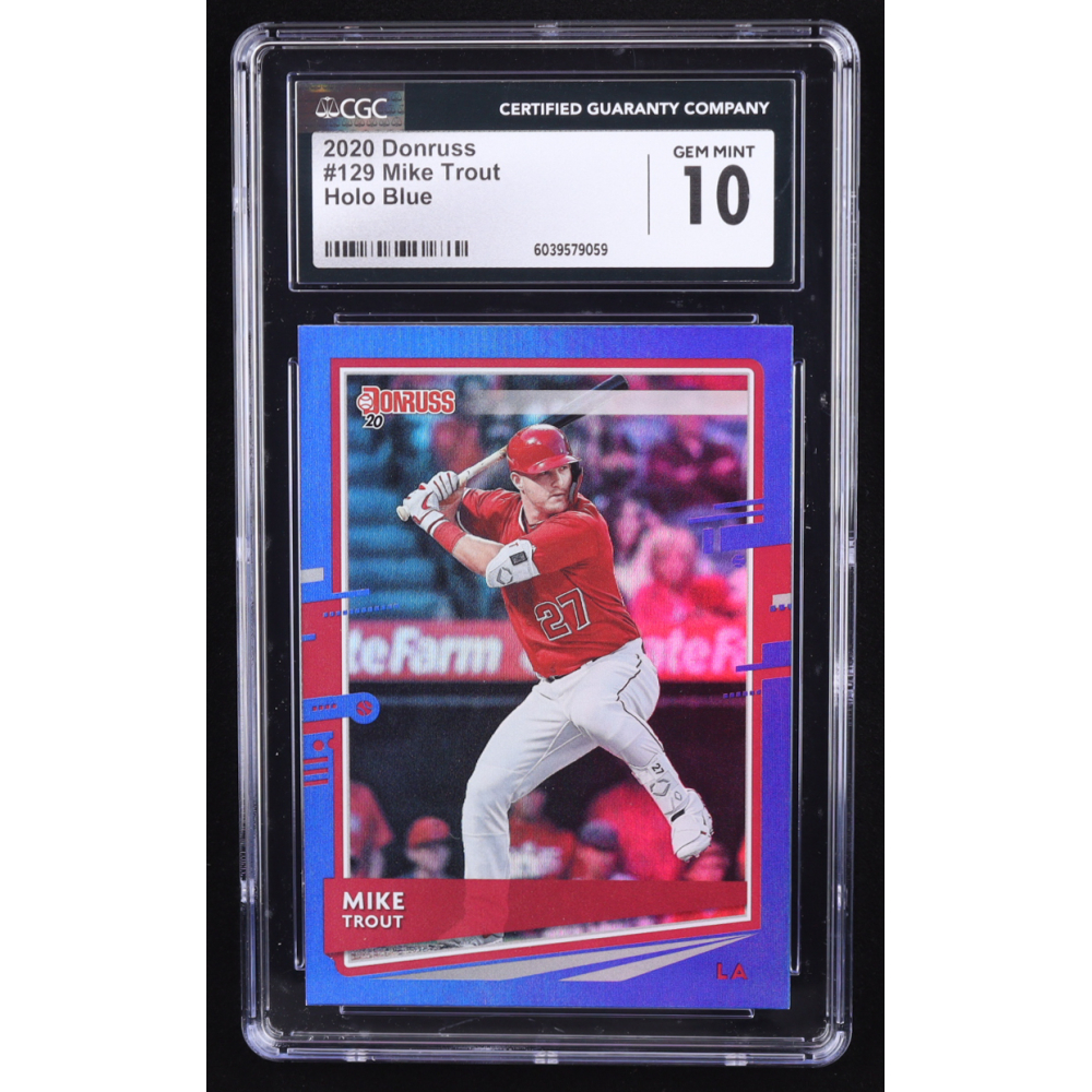 Mike Trout 2020 Donruss Holo Blue #129 (CGC 10) at PristineAuction.com
