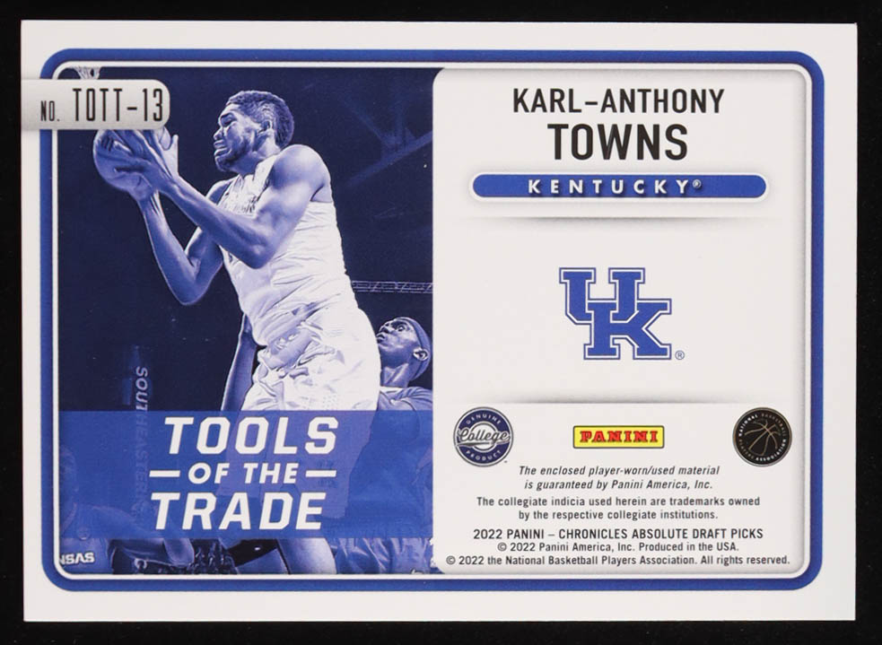 Karl Anthony-Towns 2022 Absolute Memorabilia Tools of the Trade Material Triple Blue #13 at PristineAuction.com Karl Anthony-Towns 2022 Absolute Memorabilia Tools of the Trade Material Triple Blue #13 at PristineAuction.com
