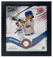Seiya Suzuki Cubs LE Custom Framed Photo Display with Piece of Game-Used Baseball (MLB) at PristineAuction.com