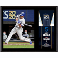 Corey Seager Dodgers 2020 World Series Champions 12x15 Photo Plaque at PristineAuction.com