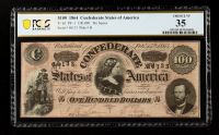 1864 $100 Confederate Currency Note, T-65 CR-490 Plate B (PCGS CHOICE VF35) at PristineAuction.com