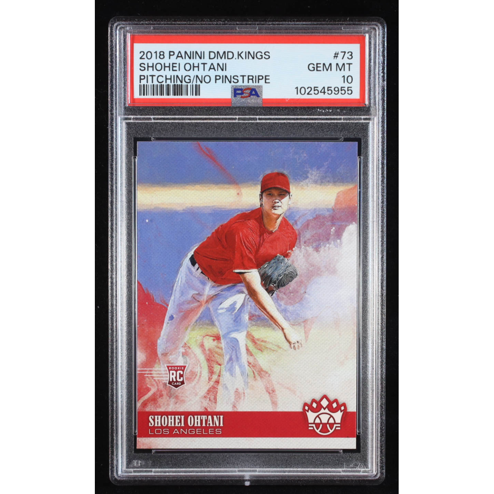 Shohei Ohtani 2018 Diamond Kings #73 Pitching / No Pinstripe RC (PSA 10) at PristineAuction.com