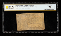 1777 Pennsylvania / Revolutionary War Era Colonial Currency - 16 Shillings - Fr. PA-221a Printer: John Dunlap (PCGS VF20) at PristineAuction.com