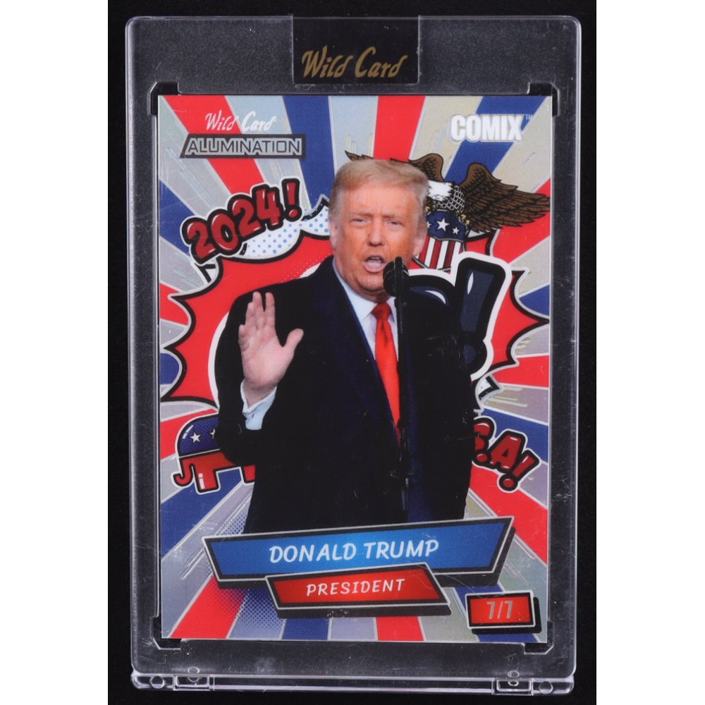 Donald Trump 2024 Wild Card Alumination Comix GOP! Prismatic Silver #ACRG-DT6 #7/7 at PristineAuction.com