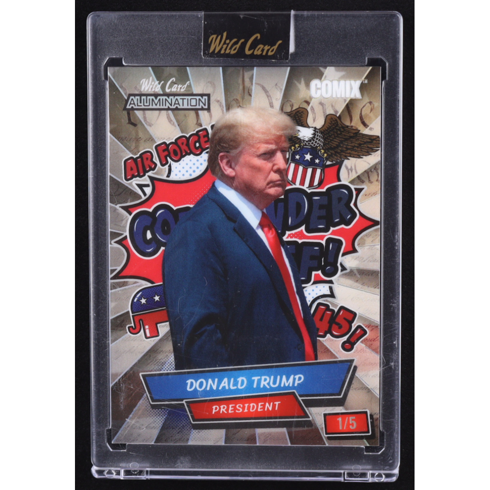 Donald Trump 2024 Wild Card Alumination Comix COMMANDER IN CHIEF! Constitution Prismatic #ACRC-DT3 #1/5 at PristineAuction.com Donald Trump 2024 Wild Card Alumination Comix COMMANDER IN CHIEF! Constitution Prismatic #ACRC-DT3 #1/5 at PristineAuction.com