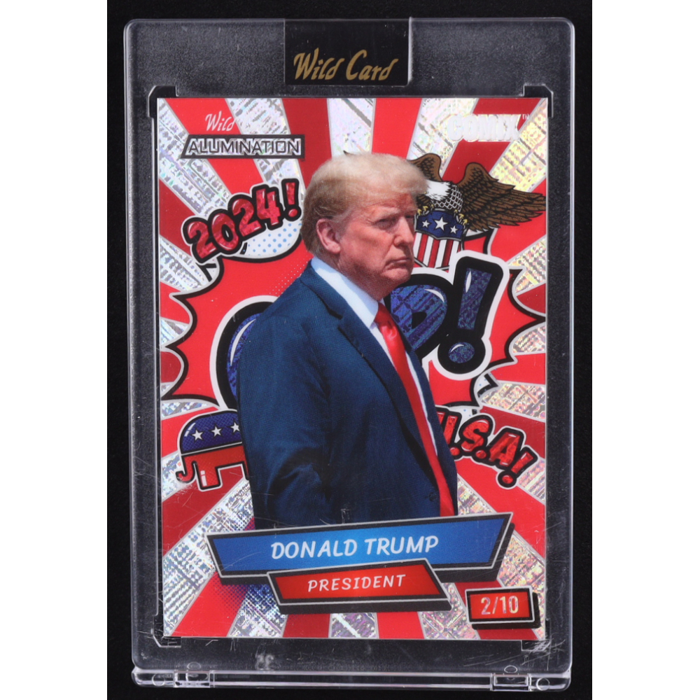 Donald Trump 2024 Wild Card Alumination Comix GOP! Silver Crosshatch #ACRG-DT3 #02/10 at PristineAuction.com