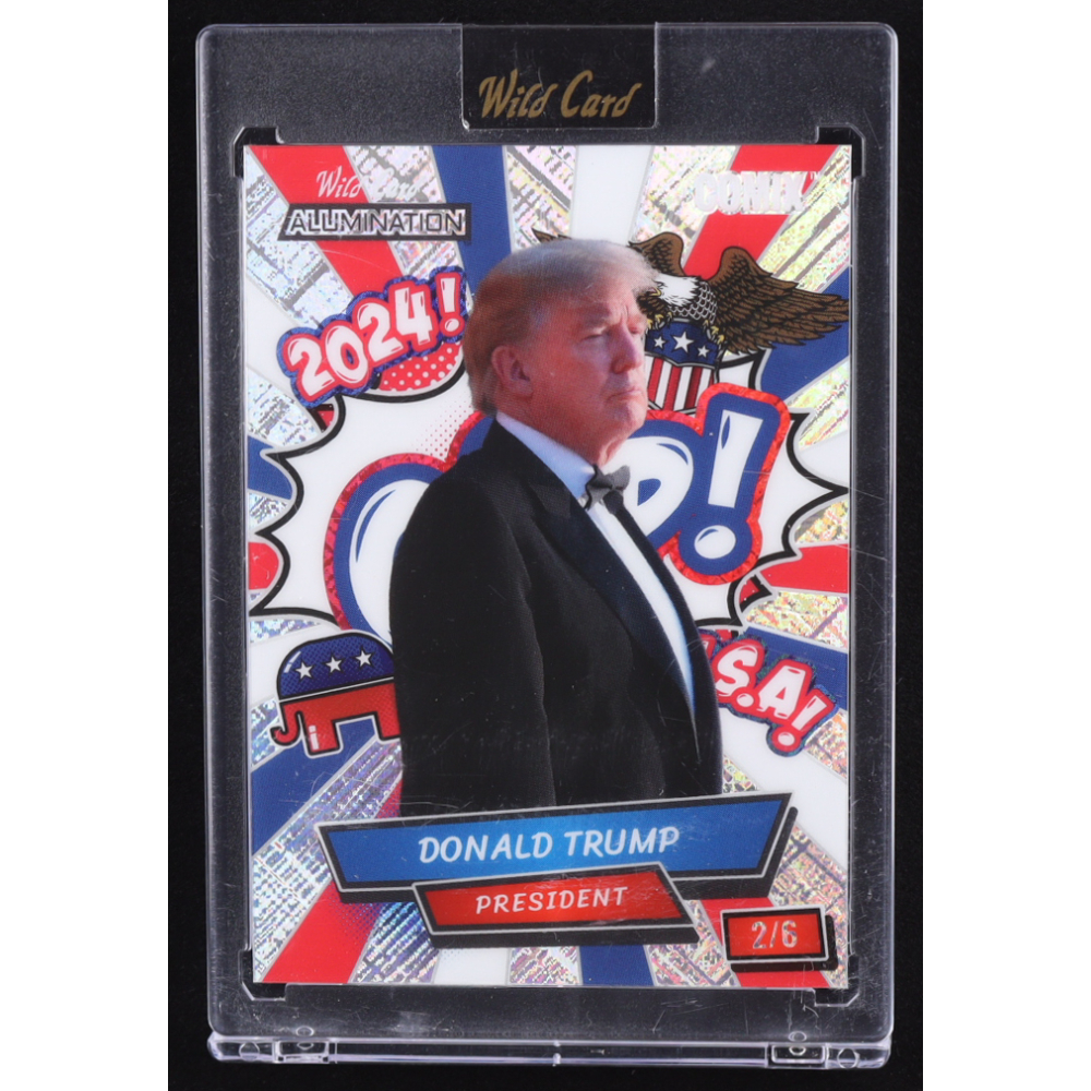 Donald Trump 2024 Wild Card Alumination Comix GOP! Silver Crosshatch #ACWG-DT5 #2/6 at PristineAuction.com