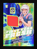 Drake Maye 2024 Donruss Optic First Year Fresh Jerseys Blue Hyper #12 RC at PristineAuction.com
