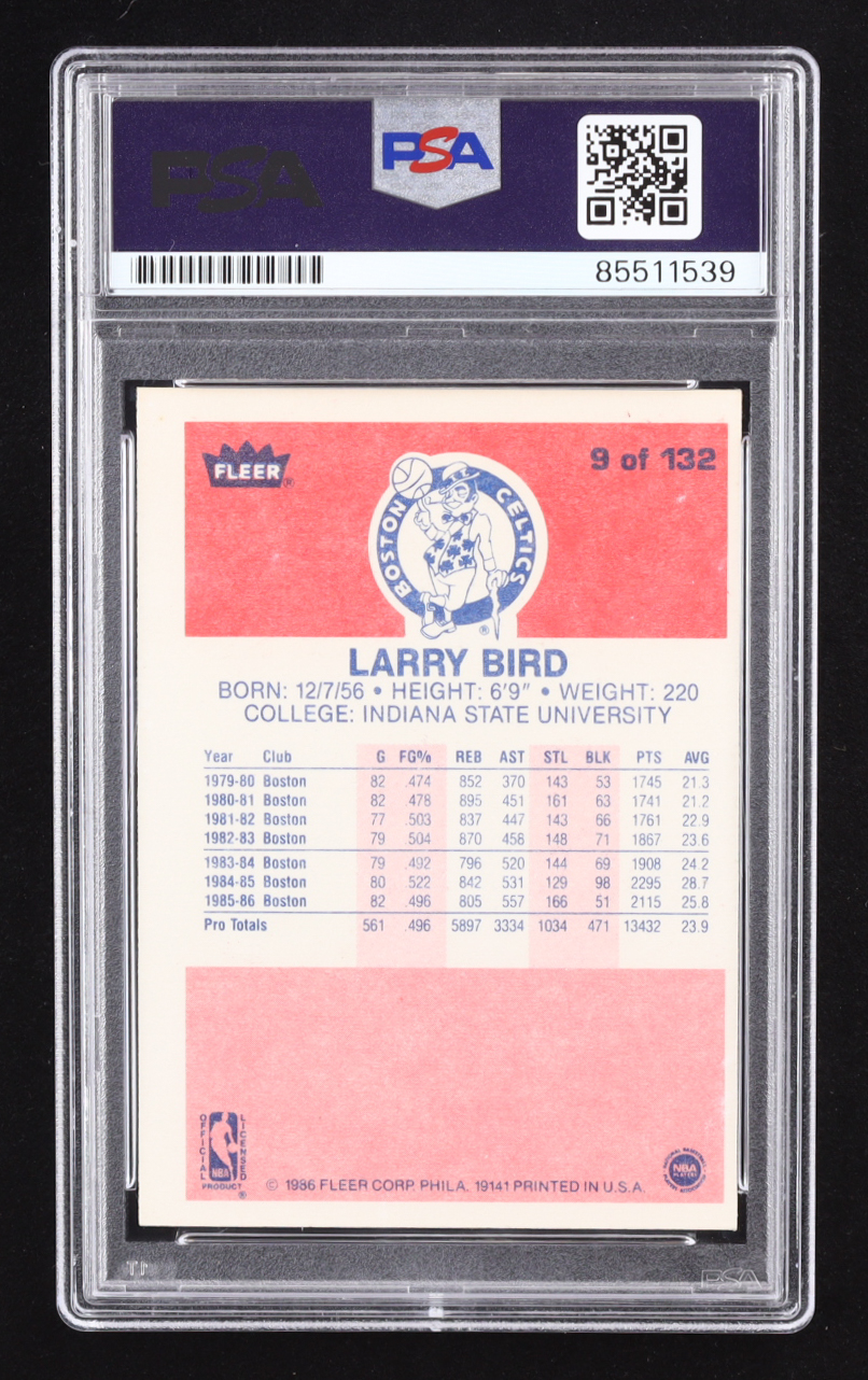 Larry Bird Signed 1986-87 Fleer #9 (PSA | Autograph Grade 10) at PristineAuction.com Larry Bird Signed 1986-87 Fleer #9 (PSA | Autograph Grade 10) at PristineAuction.com