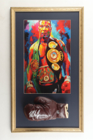 Mike Tyson Signed Custom Framed Everlast Jack Dempsey Model Boxing Glove Display with Art Print (Tyson) at PristineAuction.com