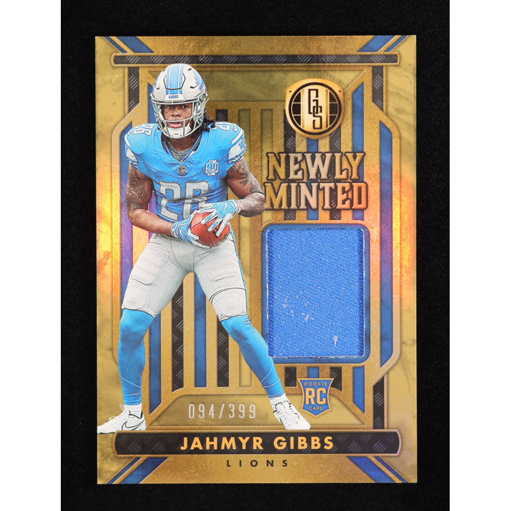 Jahmyr Gibbs 2023 Panini Gold Standard Newly Minted Memorabilia #12 #094/399 RC at PristineAuction.com