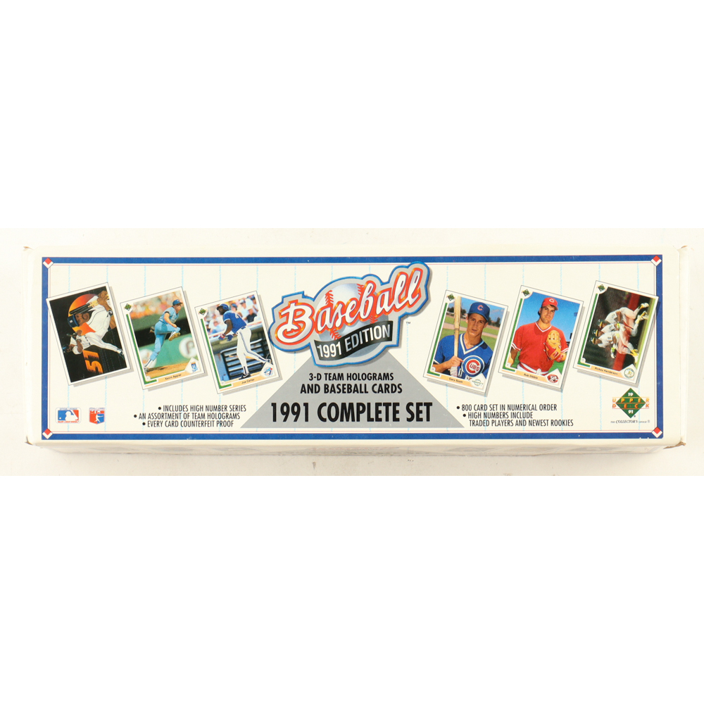 1991 Upper Deck Baseball Complete Factory Sealed Set of (800) Cards with Chipper Jones #55 RC, Mike Mussina #65 RC, Jeff Bagwell #755 RC, Ken Griffey Jr. #555 at PristineAuction.com