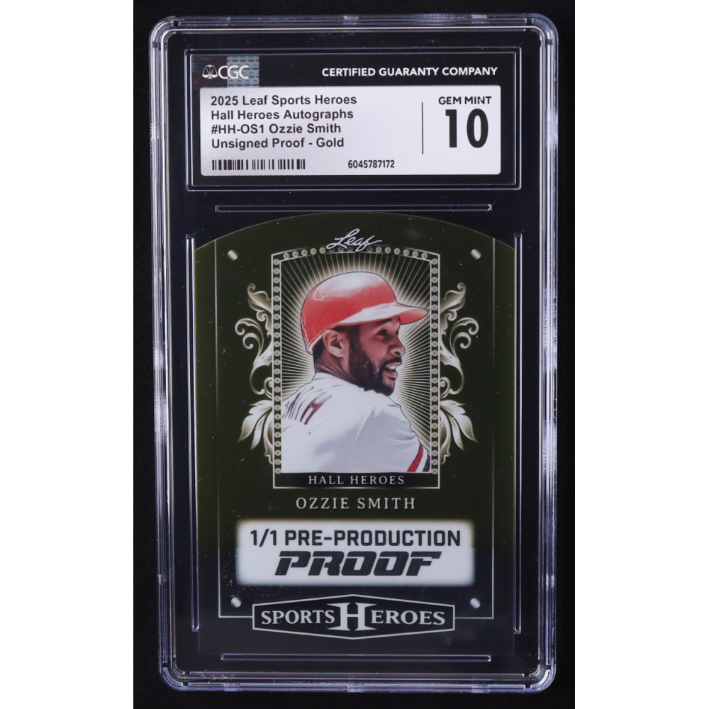 Ozzie Smith 2025 Leaf Sports Heroes Hall Heroes Gold Pre-Production Proof #HHOS1 #1/1 (CGC 10) at PristineAuction.com