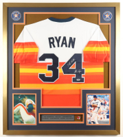 Nolan Ryan Signed Custom Framed Jersey Display Inscribed "7 No-Hitter" with No Hitter Pin (PSA) at PristineAuction.com
