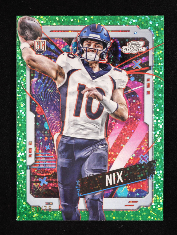 Bo Nix 2024 Topps Cosmic Chrome Green Space Dust Refractors #127 RC #61/75