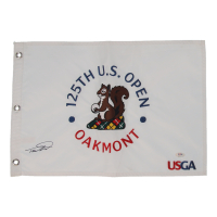 Tommy Fleetwood Signed 125th U.S. Open Pin Flag (PSA) at PristineAuction.com